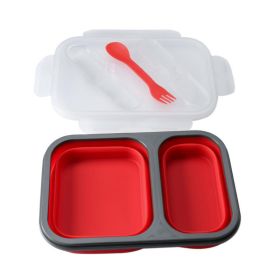 Lunch Box Bento Box Collapsible Silicone Lunchbox with Two Compartments BPA Free Heat Resistant Great for School Work Camping Hiking Food Storage