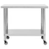 Kitchen Work Table with Wheels 39.4"x17.7"x33.5" Stainless Steel