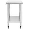 Kitchen Work Table with Wheels 39.4"x17.7"x33.5" Stainless Steel