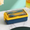 Portable Hermetic Grid Lunch Box School Children Student Bento Box With Fork Spoon Leakproof Microwavable Prevent Odor School