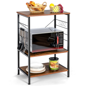 Kitchen And Living Room 3-Tier Food Stand Storage Shelf (Color: Brown A)