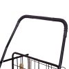 Jumbo Basket Folding Shopping Cart With Swiveling Wheels And Dual Storage Baskets