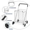 Jumbo Basket Folding Shopping Cart With Swiveling Wheels And Dual Storage Baskets