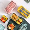 Portable Hermetic Grid Lunch Box School Children Student Bento Box With Fork Spoon Leakproof Microwavable Prevent Odor School